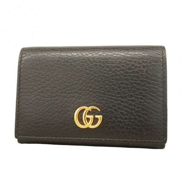 Gucci GG Marmont Business Card Case 474748 Leather Black Women's - Picture 1 of 7